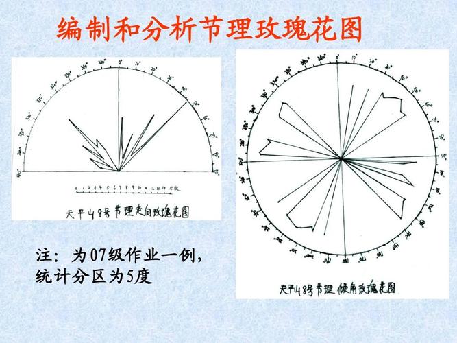 编制和分析节理玫瑰花图 注:为07级作业一例, 统计分区为5度